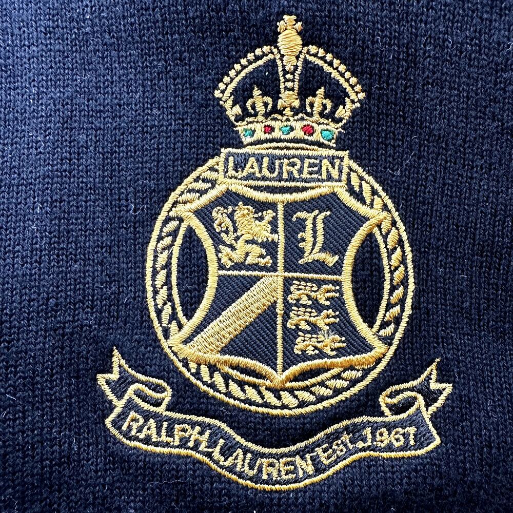 Lauren Ralph Lauren Crest Embroidered Full Zip Sweater Colorblock Black XSmall - Picture 3 of 6